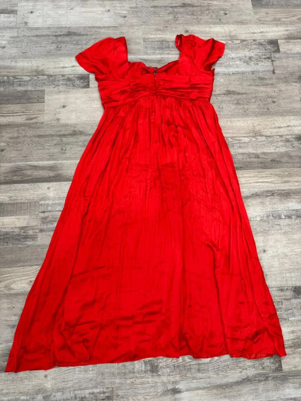 J Crew NWT Silky Red Maxi Dress Sweetheart Neck Flutter Slv Keyhole Size 22 J29